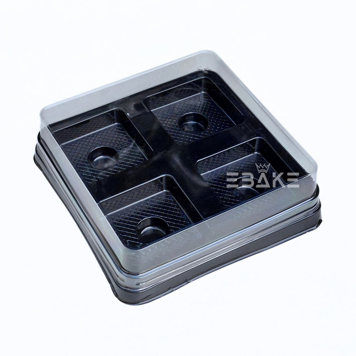 Premium 4 Cavity Brownie & Dessert Box with Clear Lid