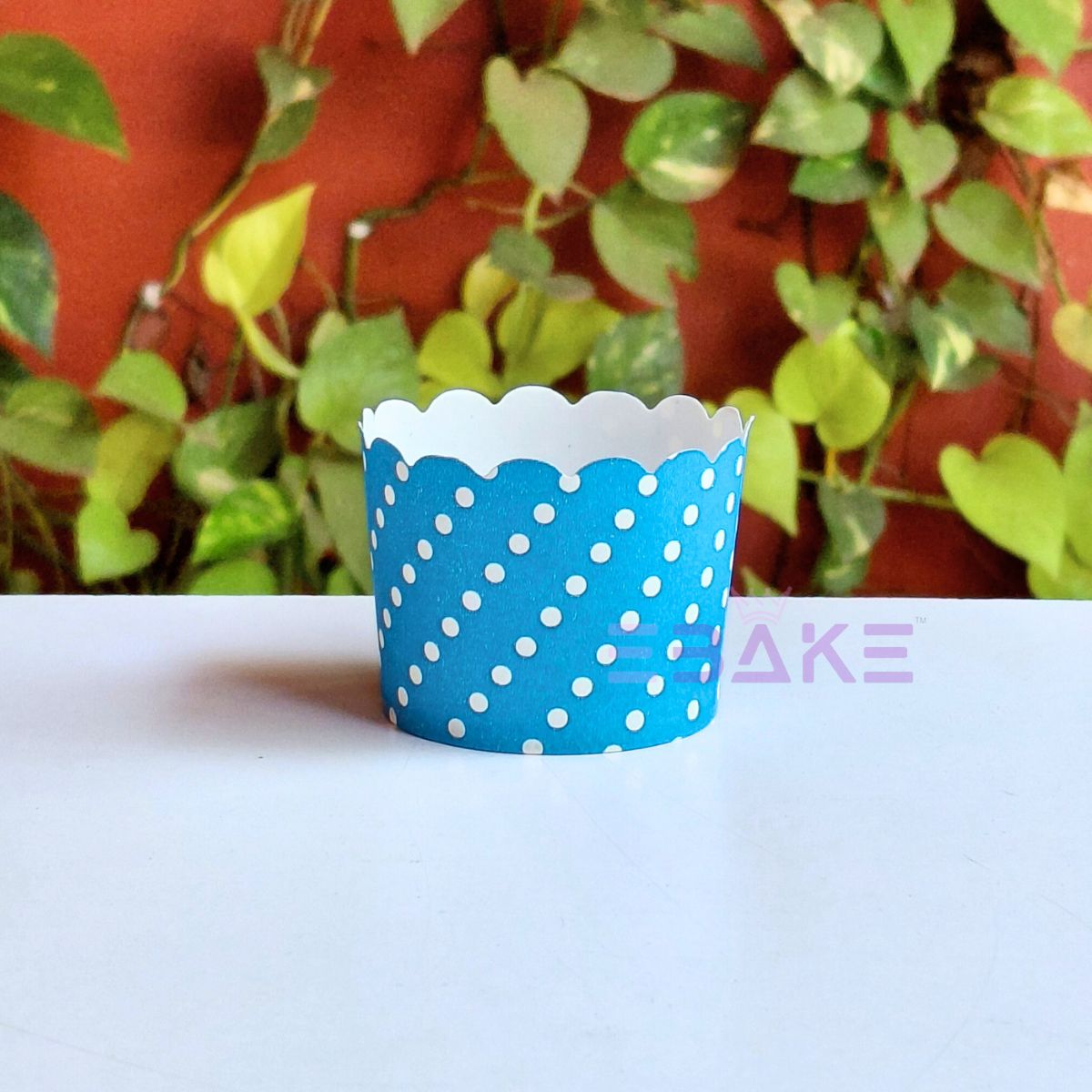 Polka Dot Printed Paper Muffin Cup - Set Of 50 Pieces (Blue)