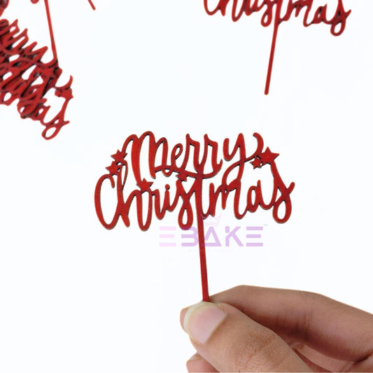 Merry Christmas Mini Cake Topper (Set of 6 Pcs) MDF