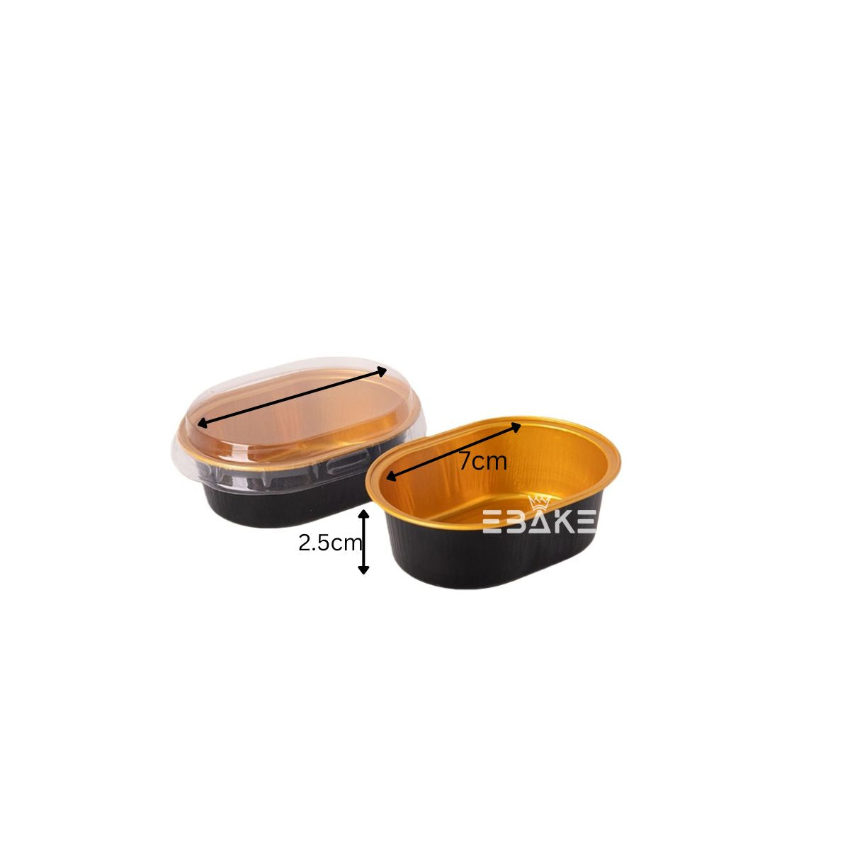 Mini Oval Aluminium Foil Baking Cup With Lid (Black)