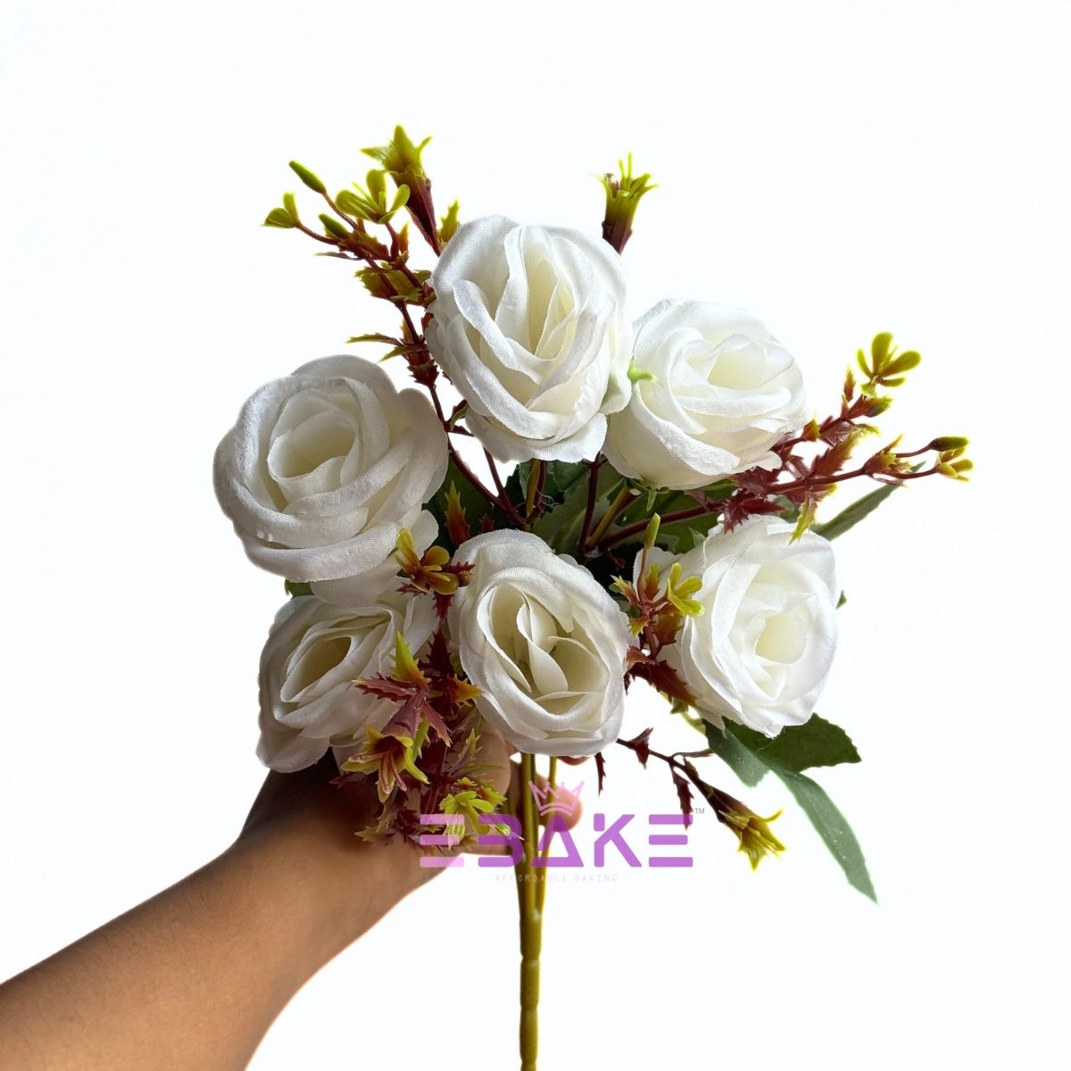 A1942 White Rose Bunch With Fillers (6 Roses & Fillers)