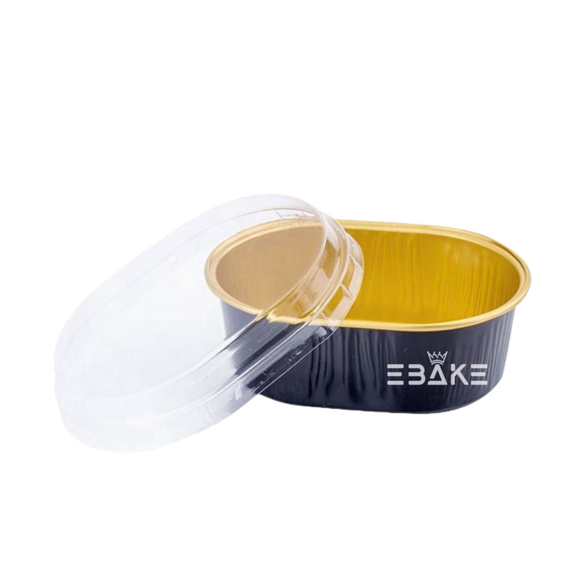 Mini Oval Aluminium Foil Baking Cup With Lid (Black)