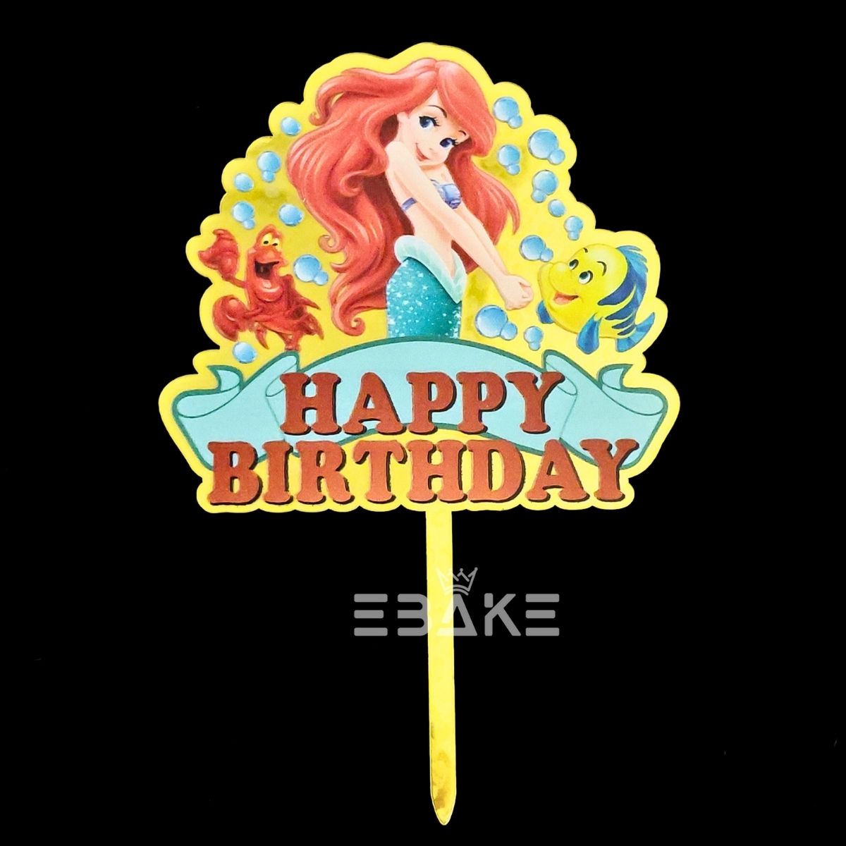 Mermaid Printed Acrylic Cake Topper