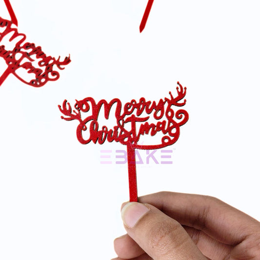 Merry Christmas Mini Cake Topper (Set of 6 Pcs) MDF
