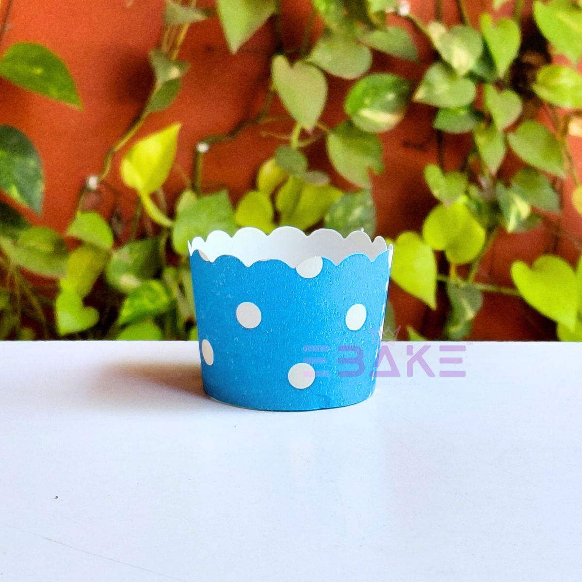 Polka Dot Printed Paper Muffin Cup - Set Of 50 Pieces (Blue)