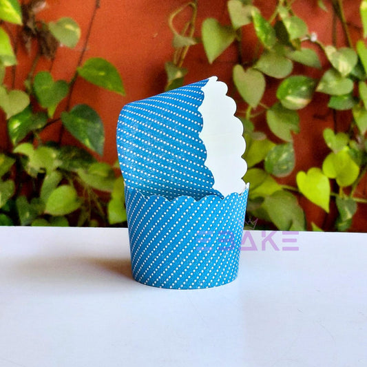 Polka Dot Printed Paper Muffin Cup - Set Of 50 Pieces (Blue)
