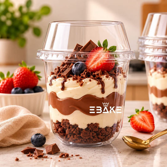 PET Plastic Disposable Clear Container With Dome Lid For Desserts (Rounded Base)