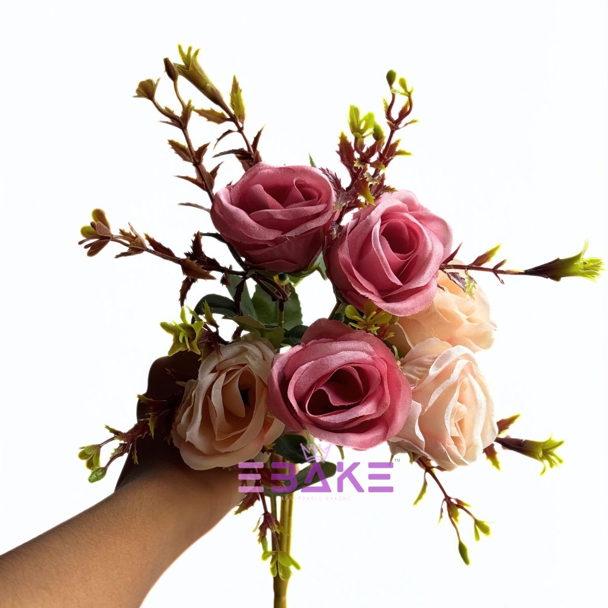 A1944 Mauve Pink & Cream Rose Bunch With Fillers (6 Roses & Fillers)