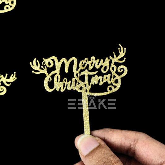Merry Christmas Mini Cake Topper (Set of 6 Pcs) MDF Shimmer