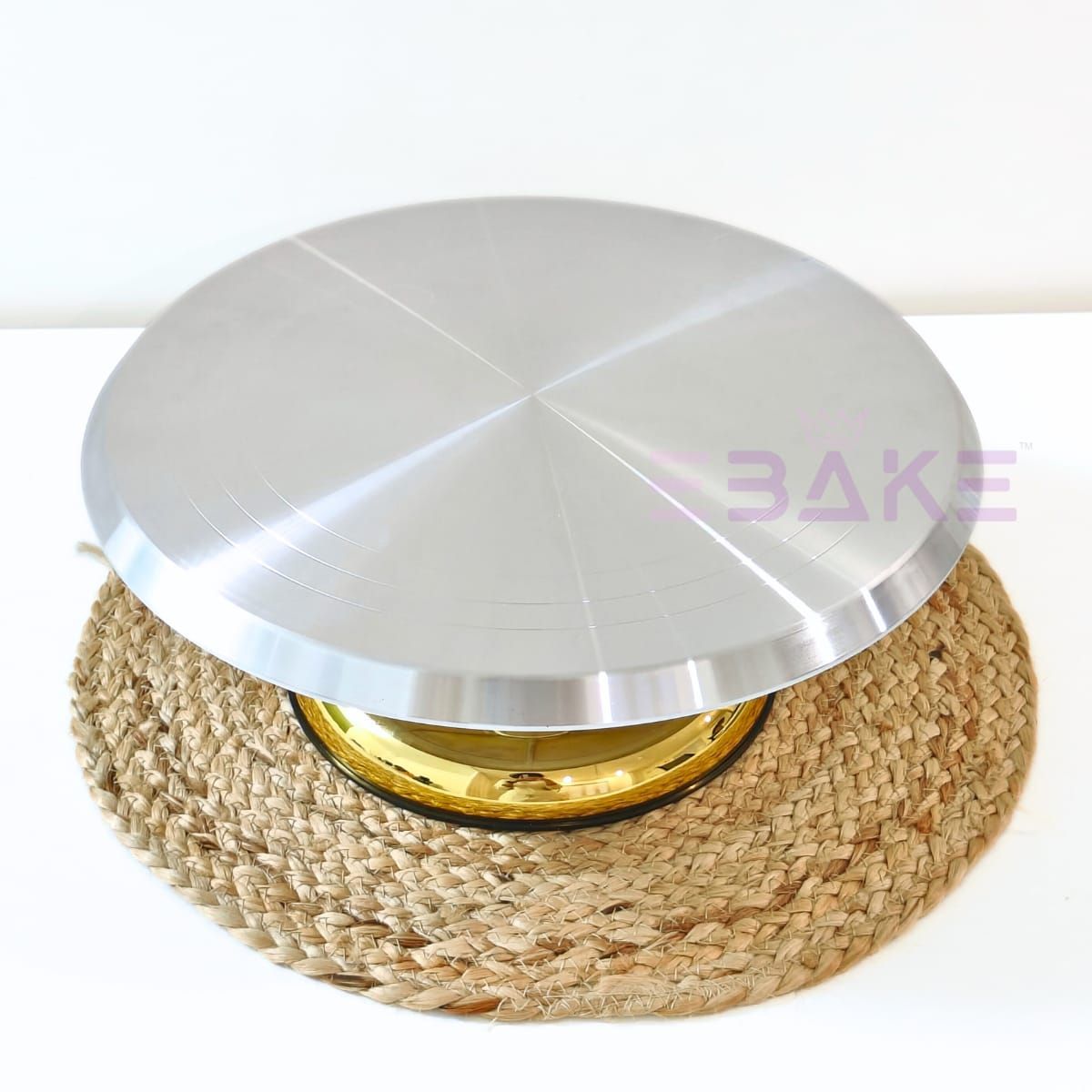 Stainless Steel 360° Rotating Cake Turntable Golden 12 Inches Large