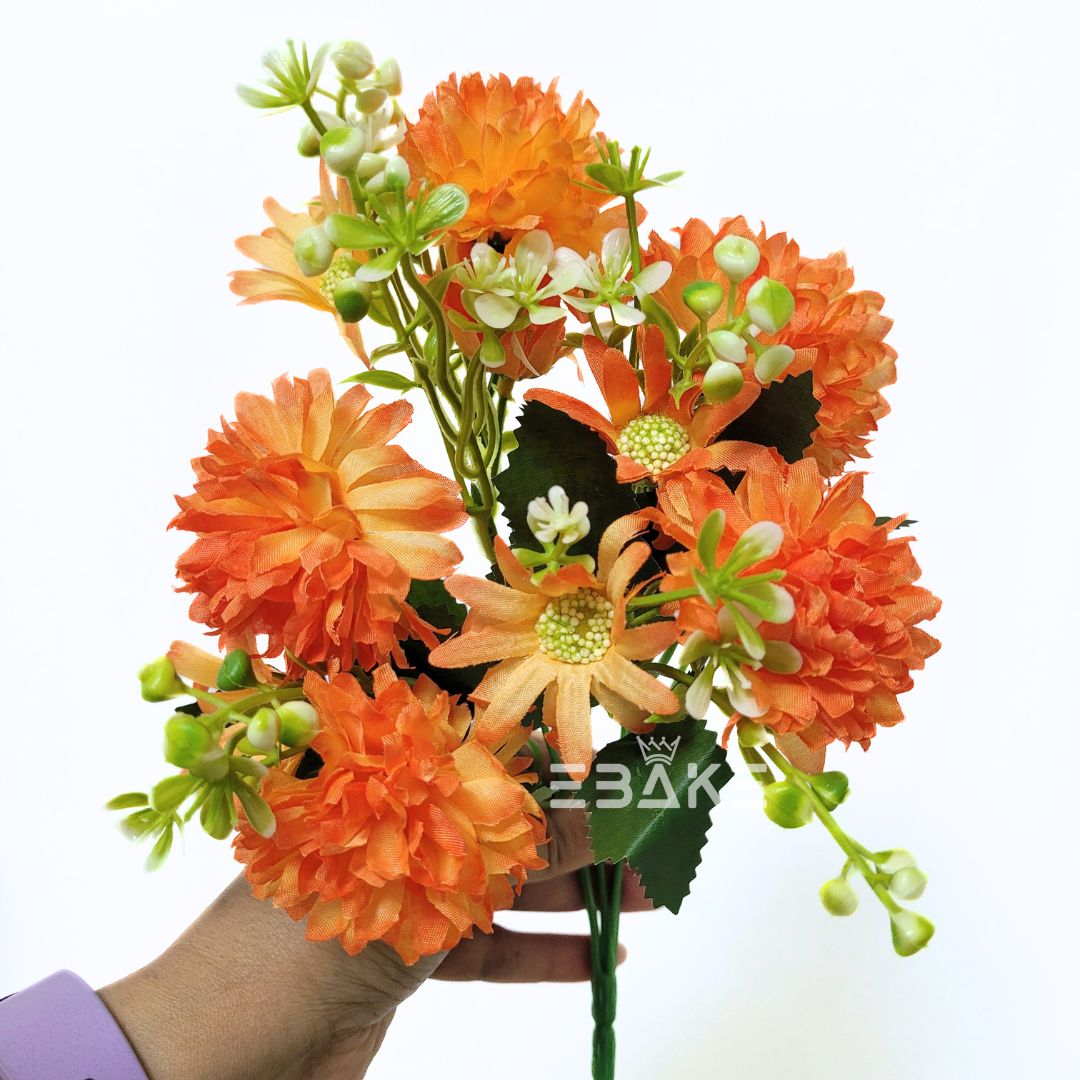 A1312 Orange Dahlia Daisy Bunch With Fillers