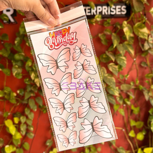 Peach Paper Butterflies With Birthday Tag - (Set of 10 Pieces)