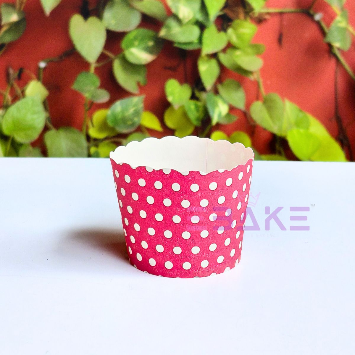 Polka Dot Printed Paper Muffin Cup - Set Of 50 Pieces (Red)