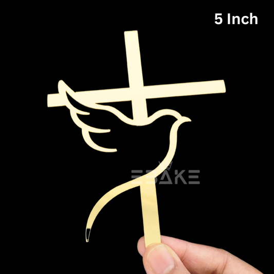 5" Cross Cake Topper for Baptism, First Holy Communion (Single Piece)