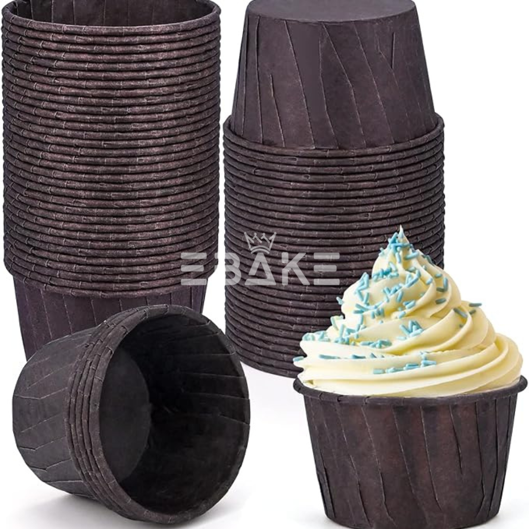 Imported  Rolled Rim Muffin Cup / Cupcake Liners - Black (Set of 50 pieces) Small