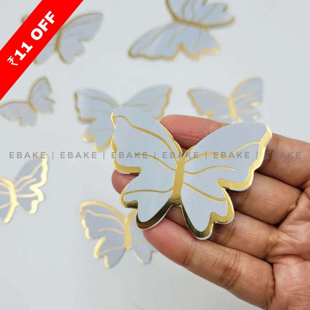 Pastel Blue Paper Butterflies - Foldable (Set of 10 Pieces)