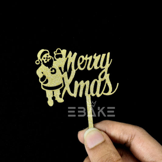 Merry Christmas Mini Cake Topper (Set of 6 Pcs) MDF Shimmer