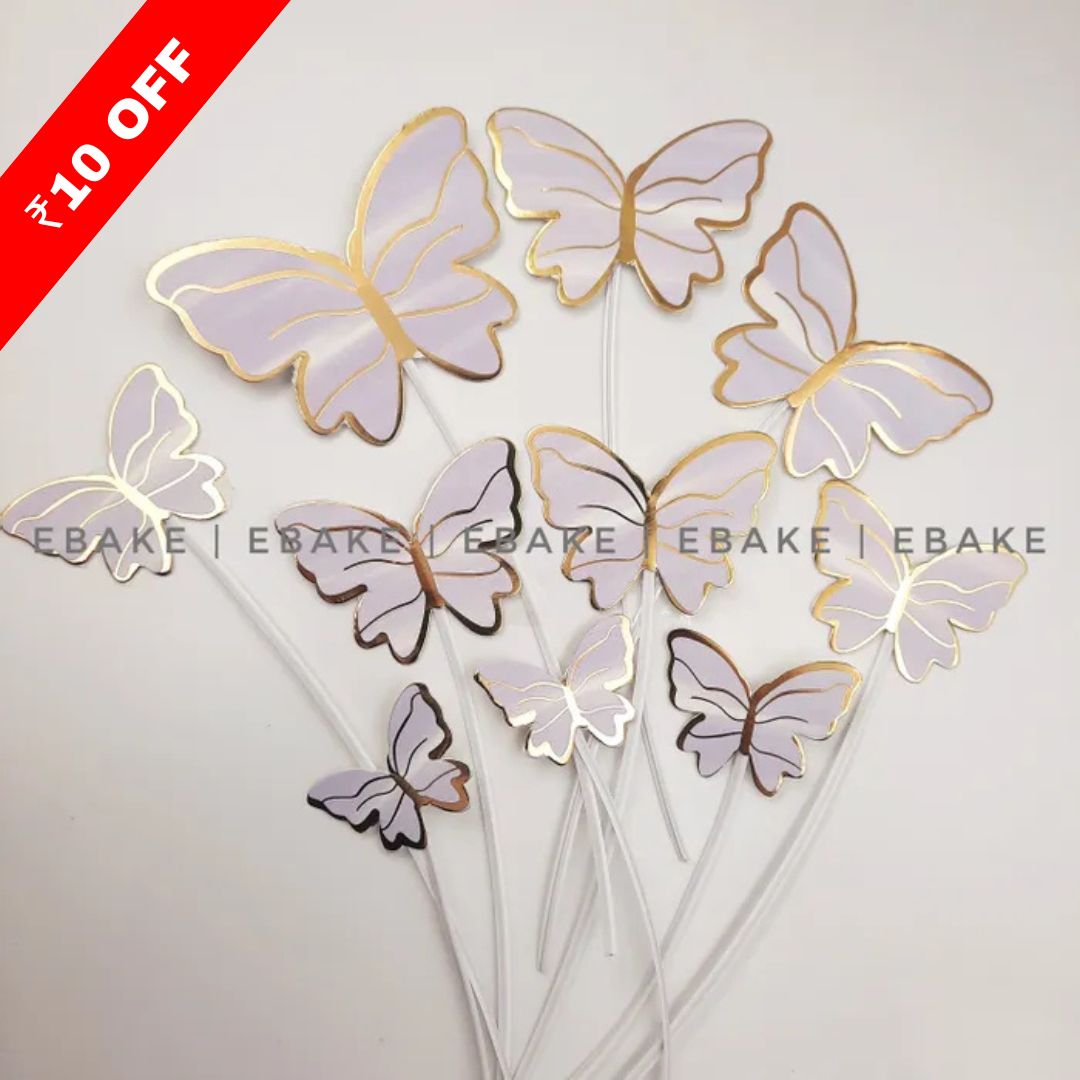 Pastel Purple Paper Butterflies With Twistable Stick - Foldable