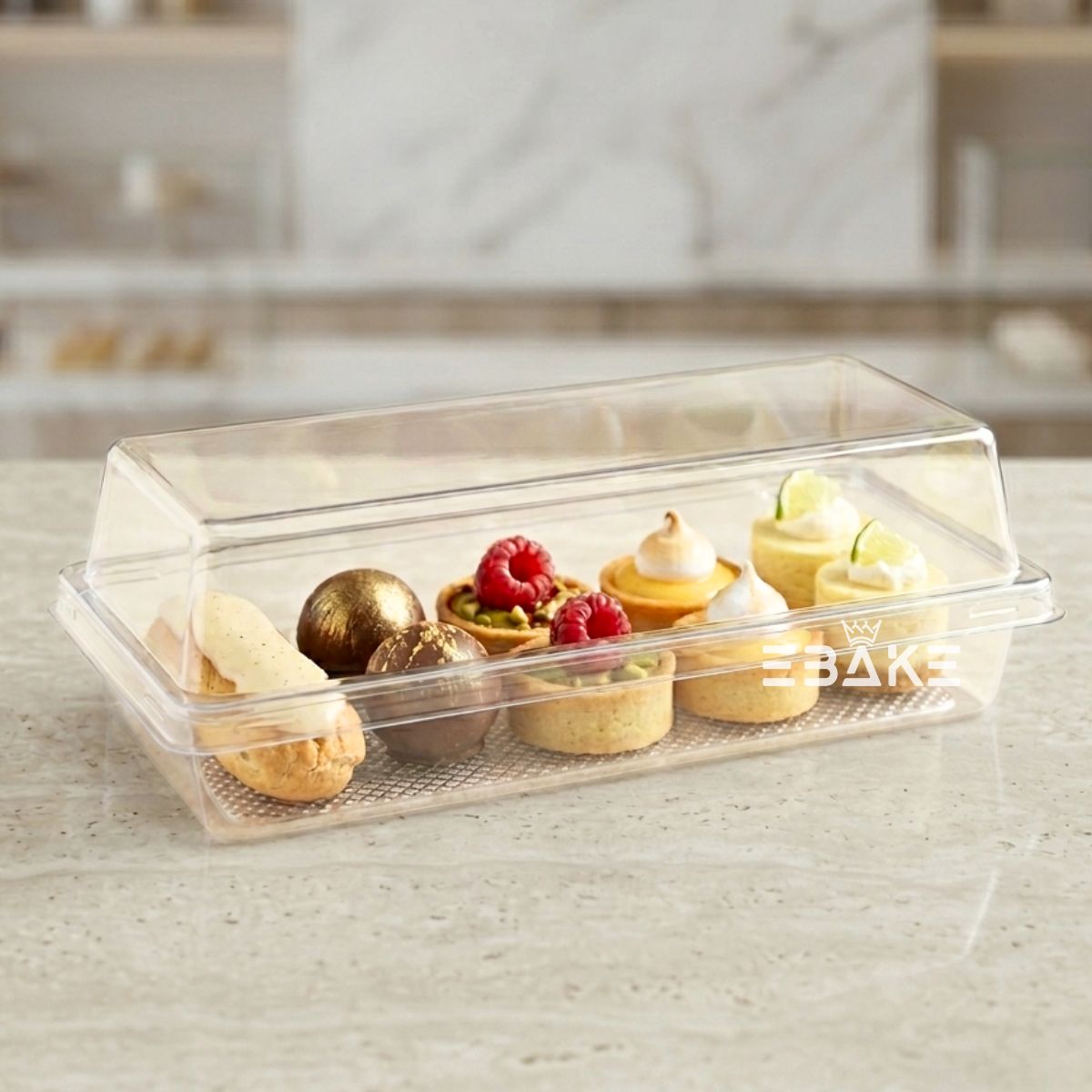 PET Plastic Disposable Clear Container With Lid For Desserts