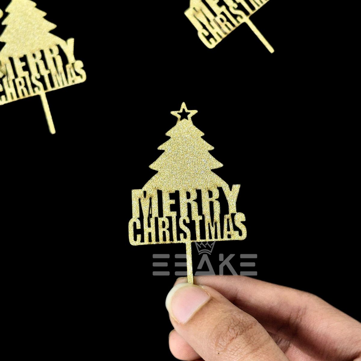 Merry Christmas Mini Cake Topper (Set of 6 Pcs) MDF Shimmer