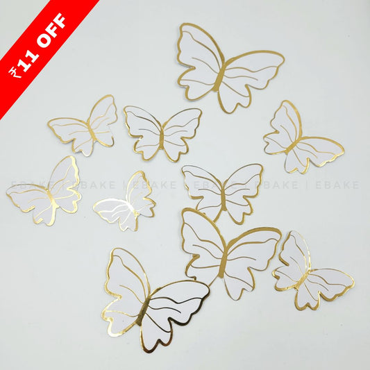 White Paper Butterflies - Foldable (Set of 10 Pieces)