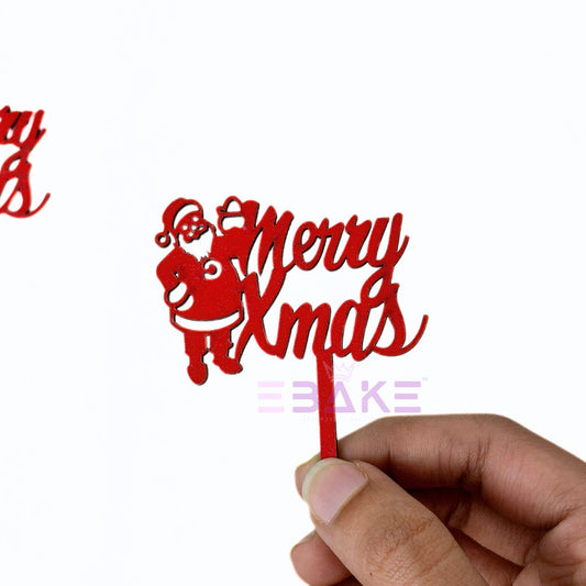 Merry Christmas Mini Cake Topper (Set of 6 Pcs) MDF