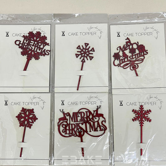 Merry Christmas Cake Toppers 5 Inch (Set of 6 Pieces ) MCT115