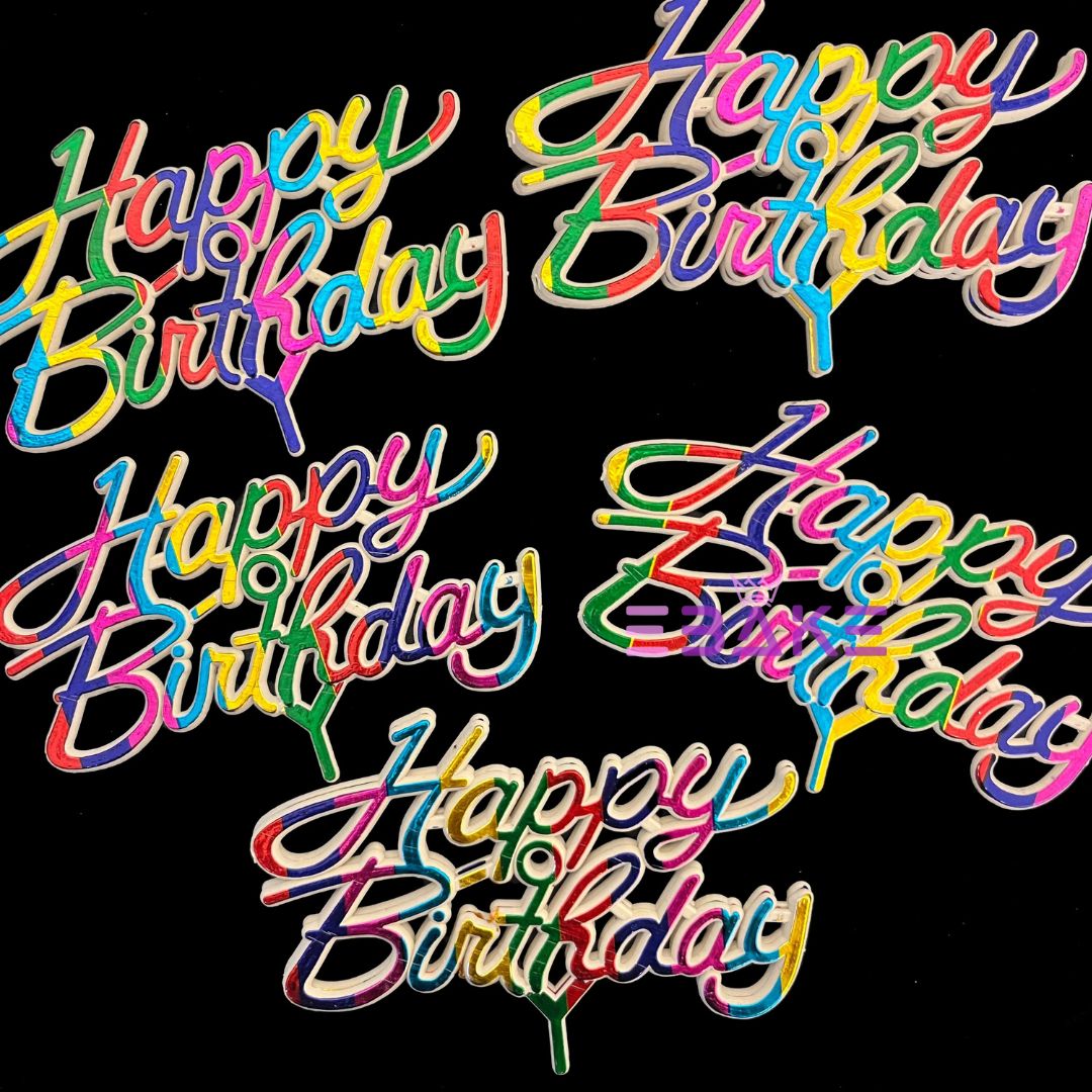 Happy Birthday Mini Topper Plastic (Set of 10 pieces)