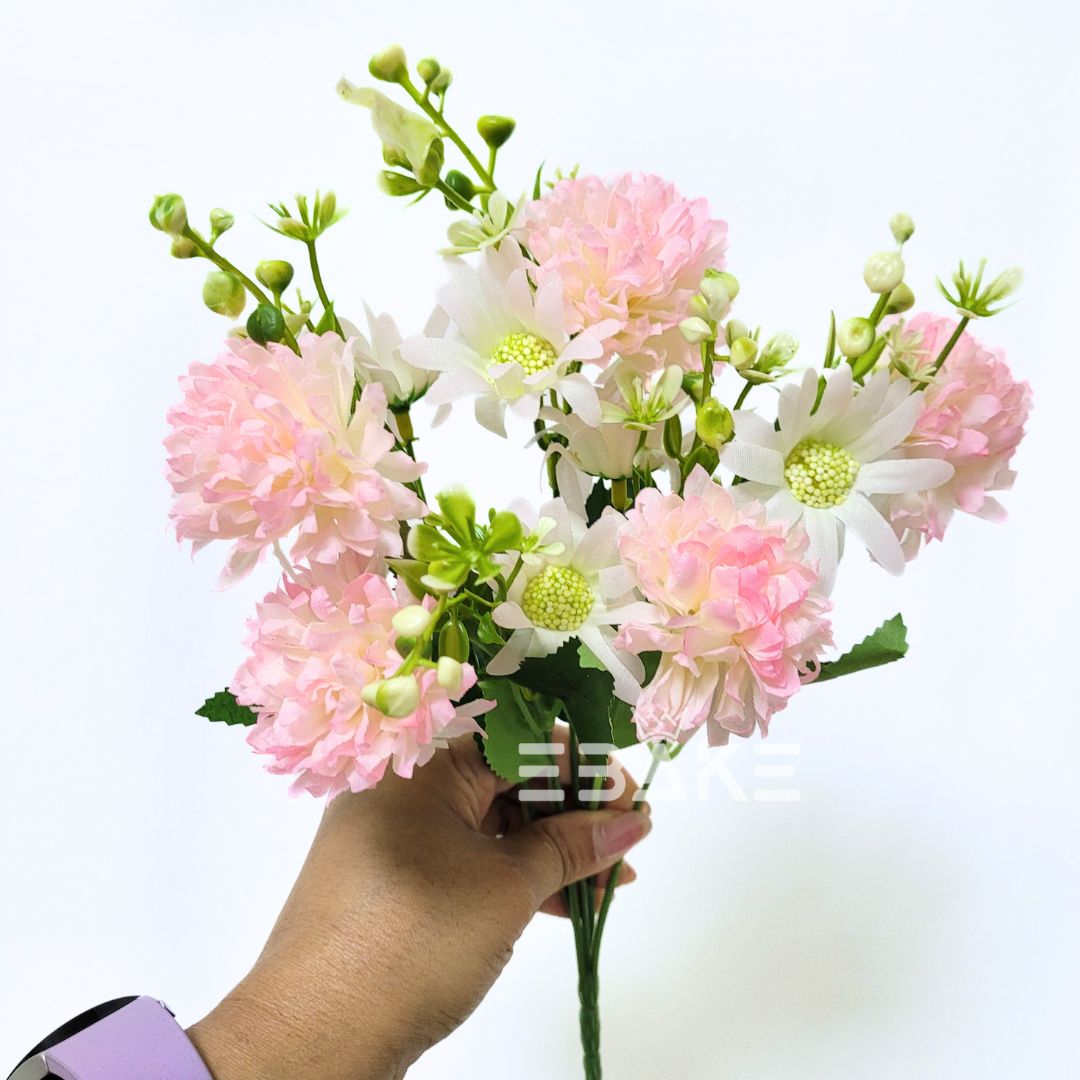 A1313 Light Pink Dahlia Daisy Bunch With Fillers