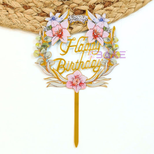 Happy Birthday Graphic Acrylic Cake Topper