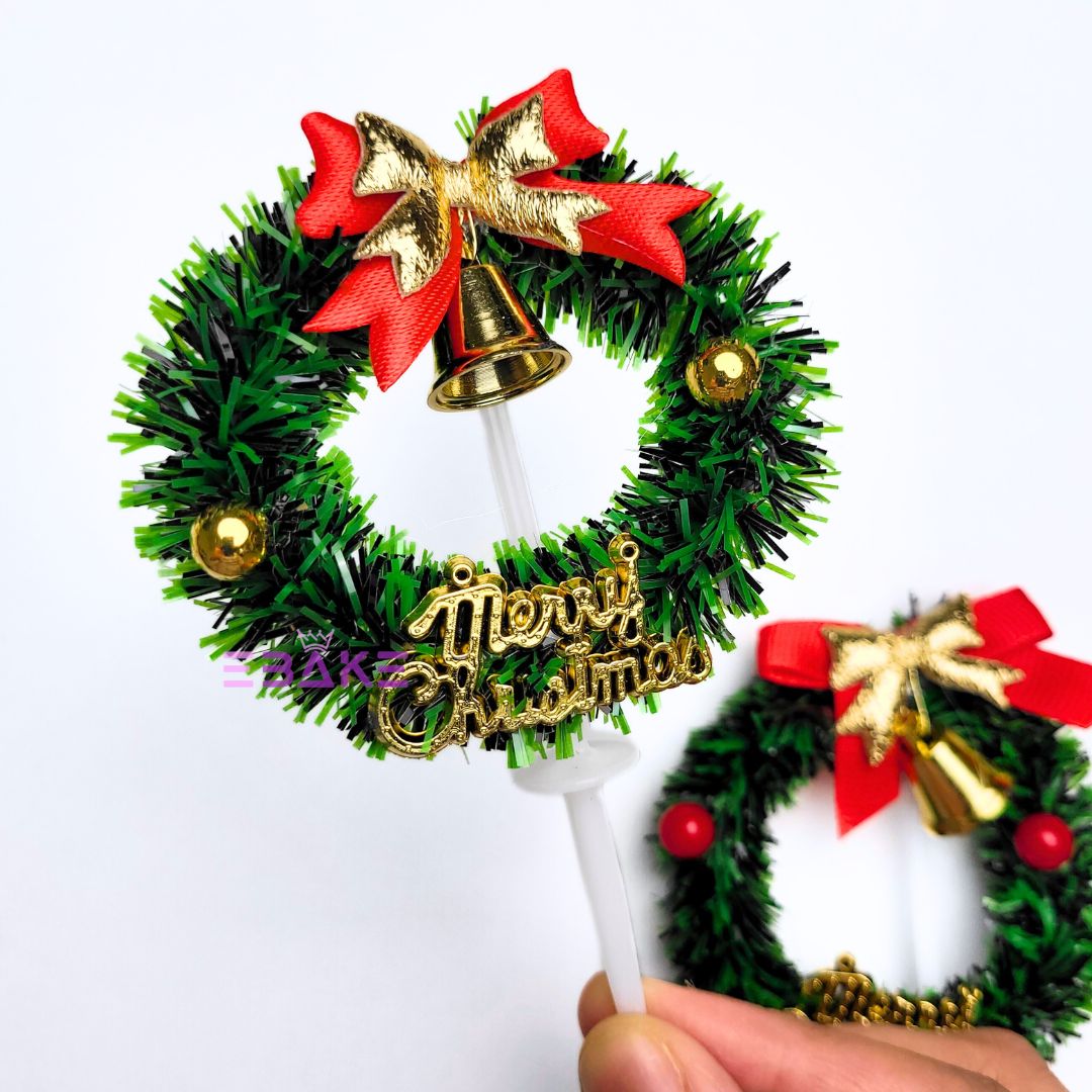 Merry Christmas Cake Topper Christmas Wreath Cake Decoration A1287