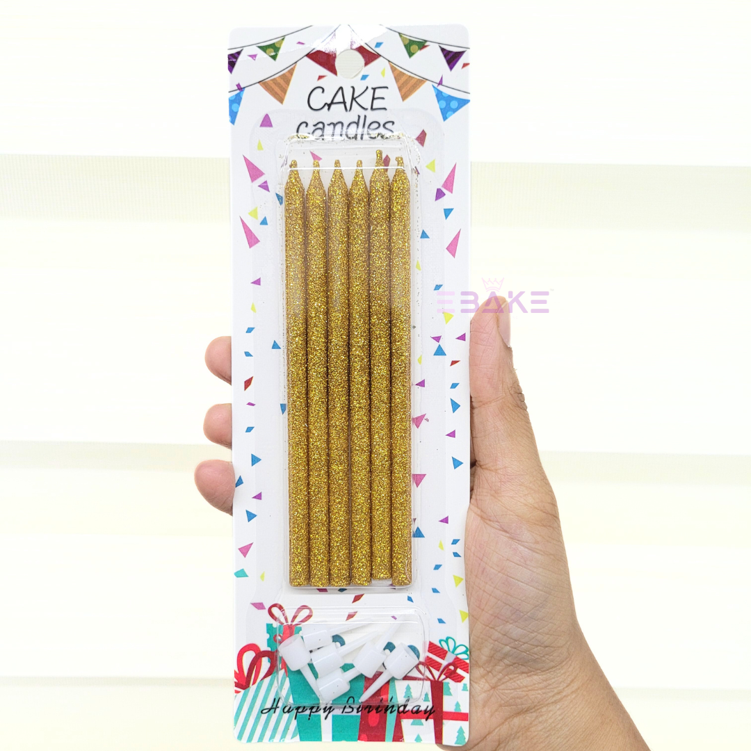 Gold Glitter Candles (Set Of 6) EBAKE