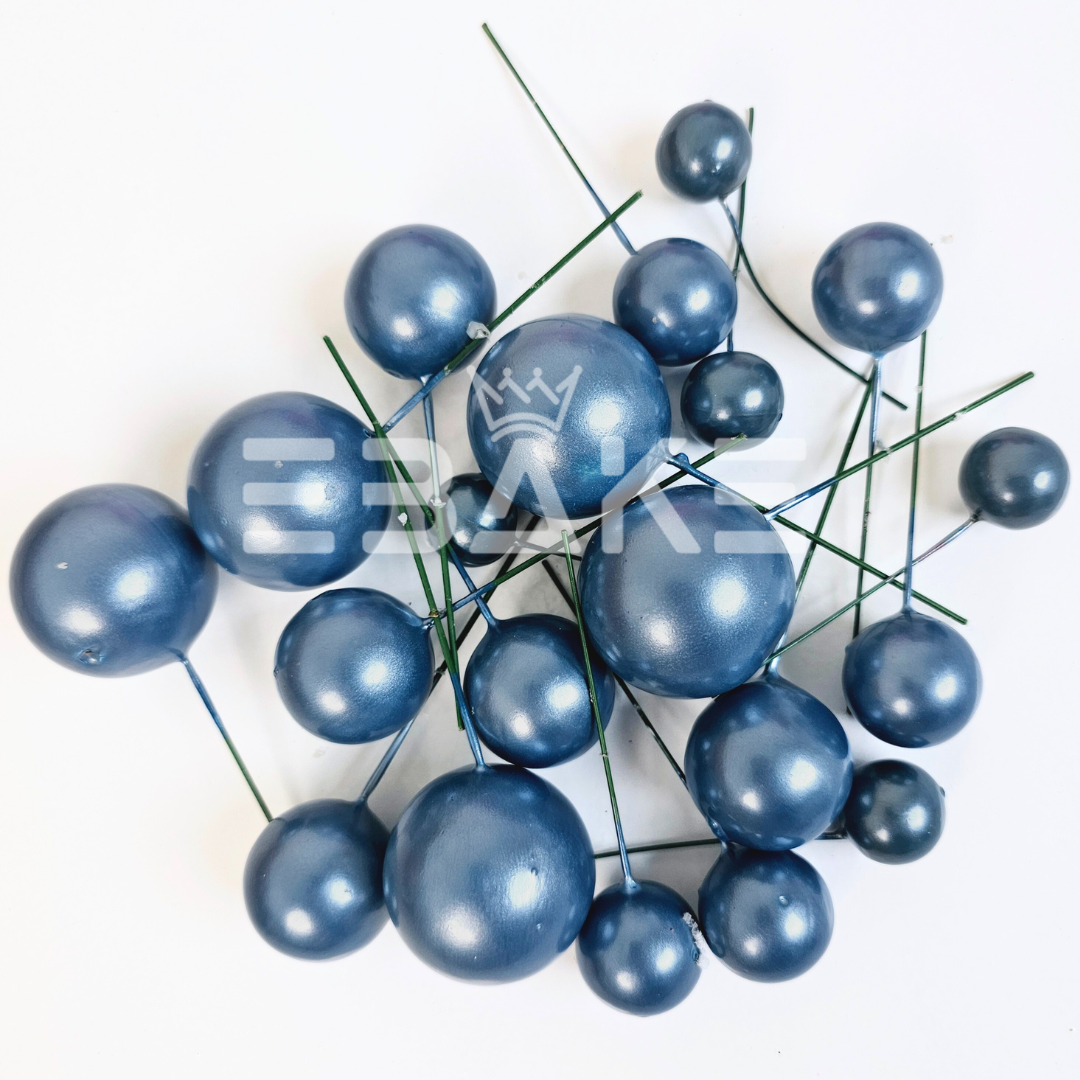 Pearl Finish Indigo Faux Balls - Set Of 20 Pieces