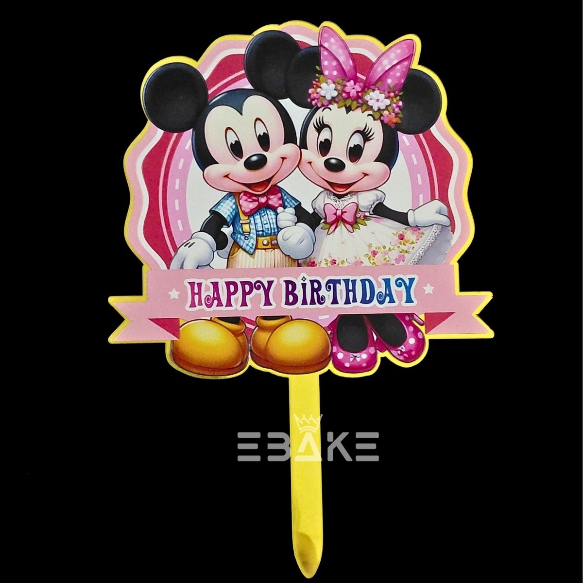 Mickey and Minnie Mouse Printed Acrylic Cake Topper