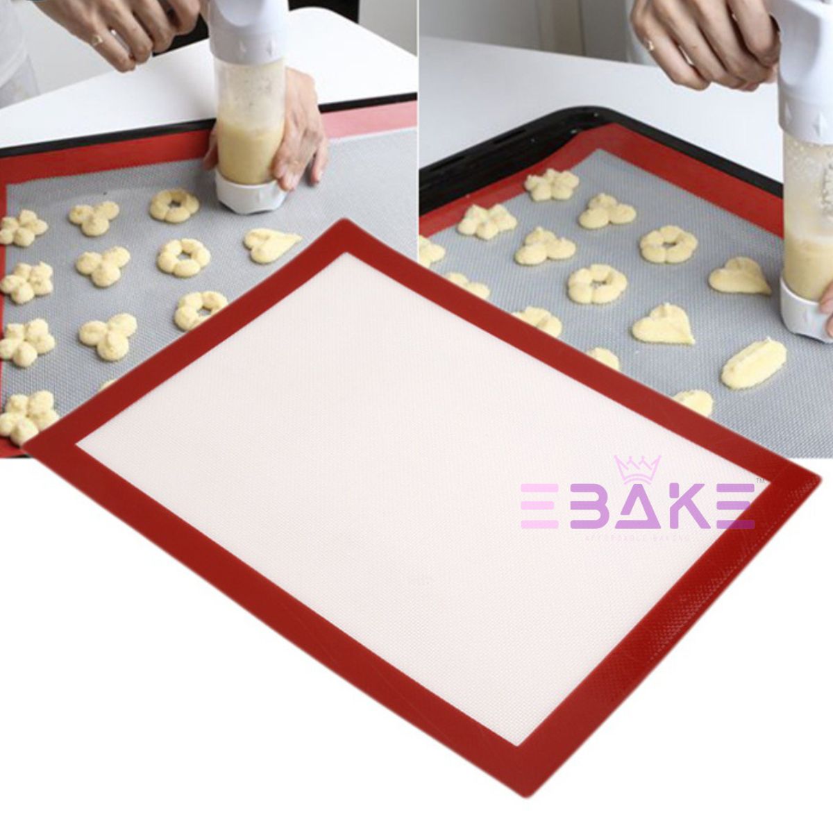 Macaron Baking Mat / Non Stick Silicone Baking Sheet 30*40 (Red)