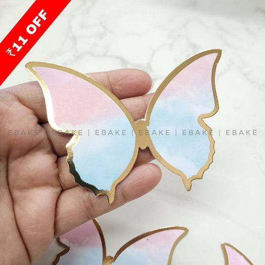 Pink & Blue Paper Butterflies - Foldable (Set of 10 Pieces)