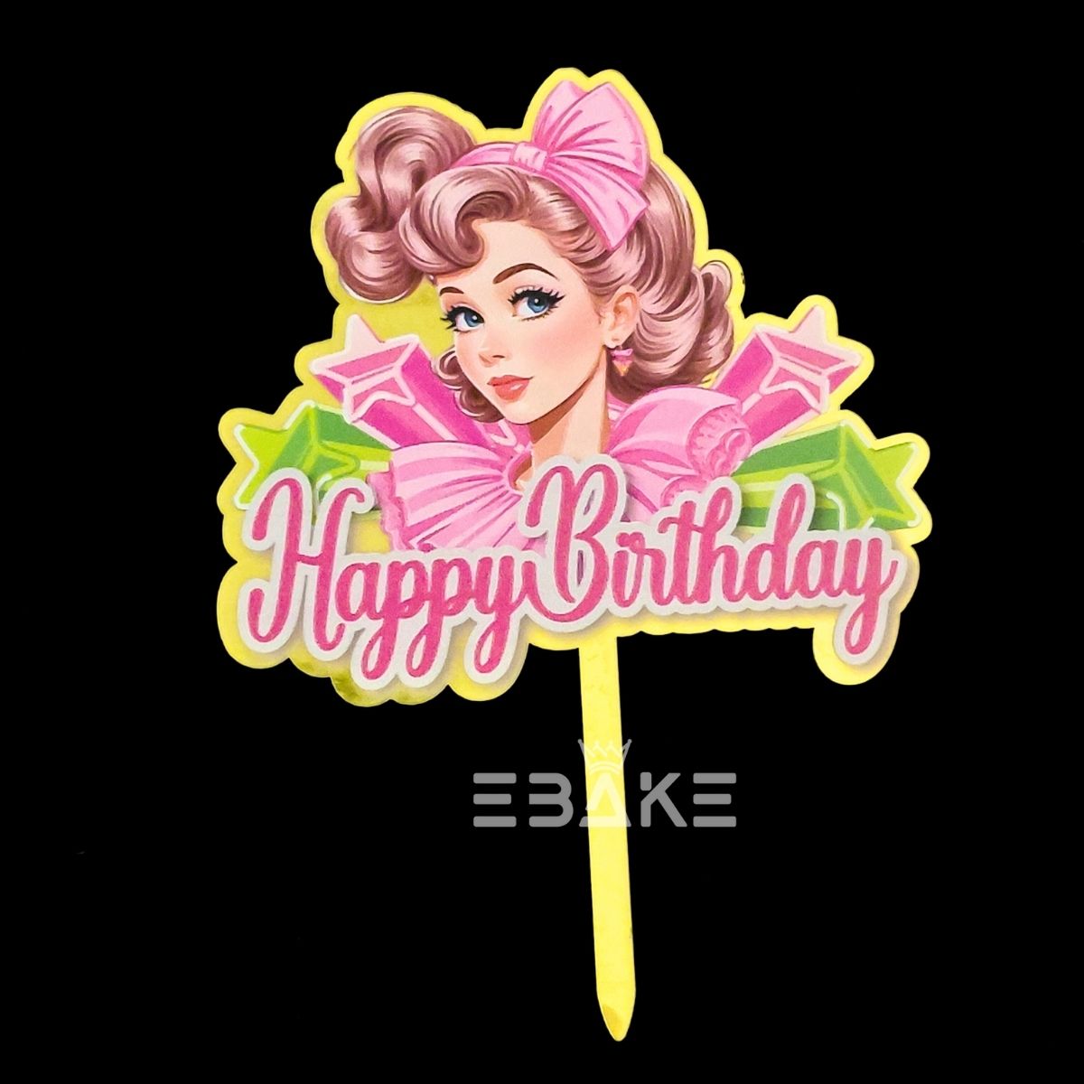 Girl Printed Acrylic Cake Topper