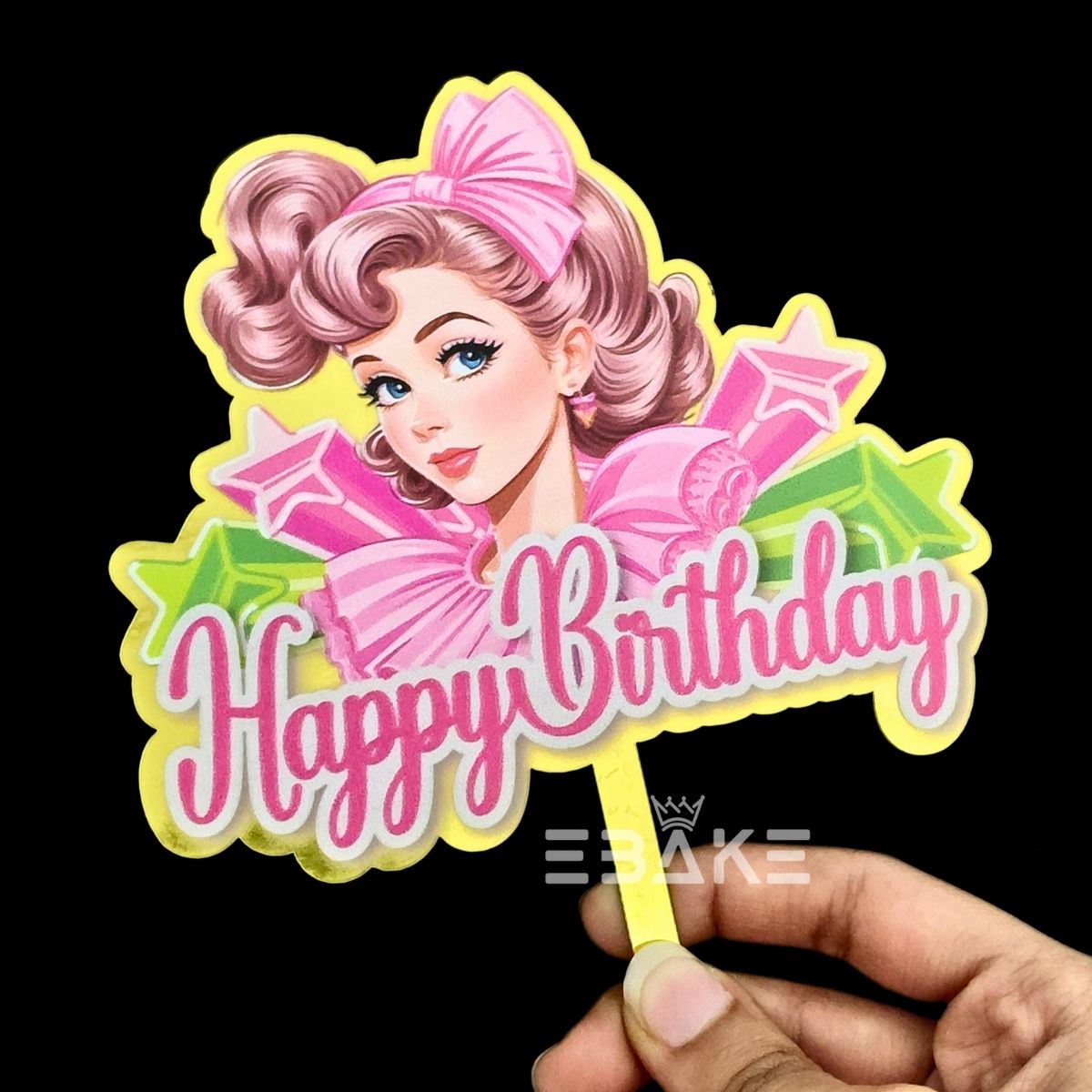 Girl Printed Acrylic Cake Topper