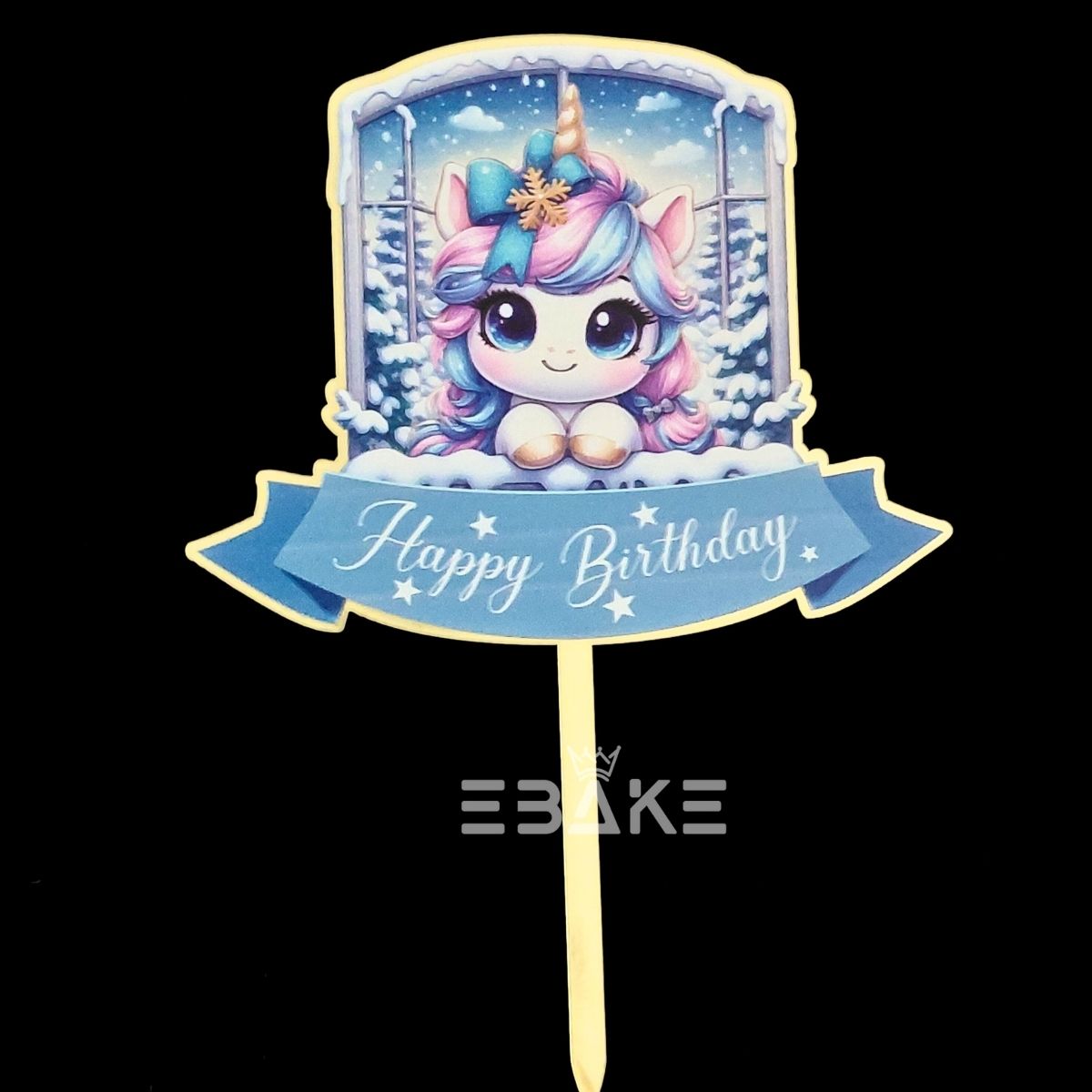 Unicorn Printed Acrylic Cake Topper