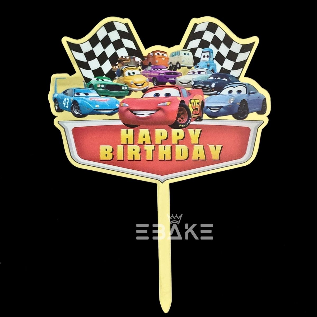 Cars Printed Acrylic Cake Topper
