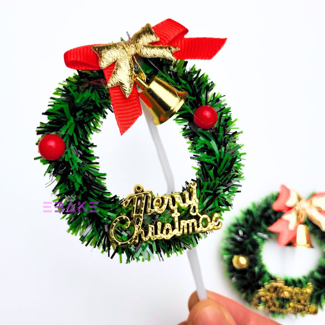 Merry Christmas Cake Topper Christmas Wreath Cake Decoration A1287