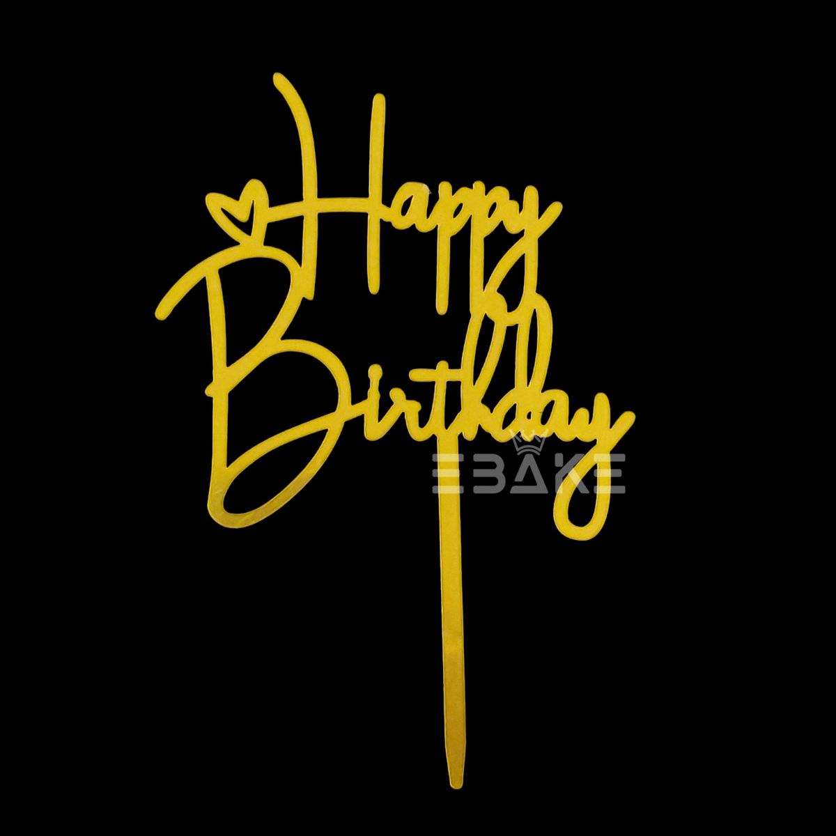 Happy Birthday Cake Topper Golden
