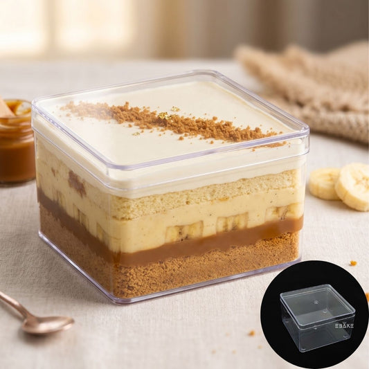 300ml Square Acrylic Dessert Box / Cake Tub (With Lid)