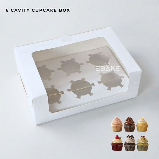 6 Piece Cupcake Box With Cavity White