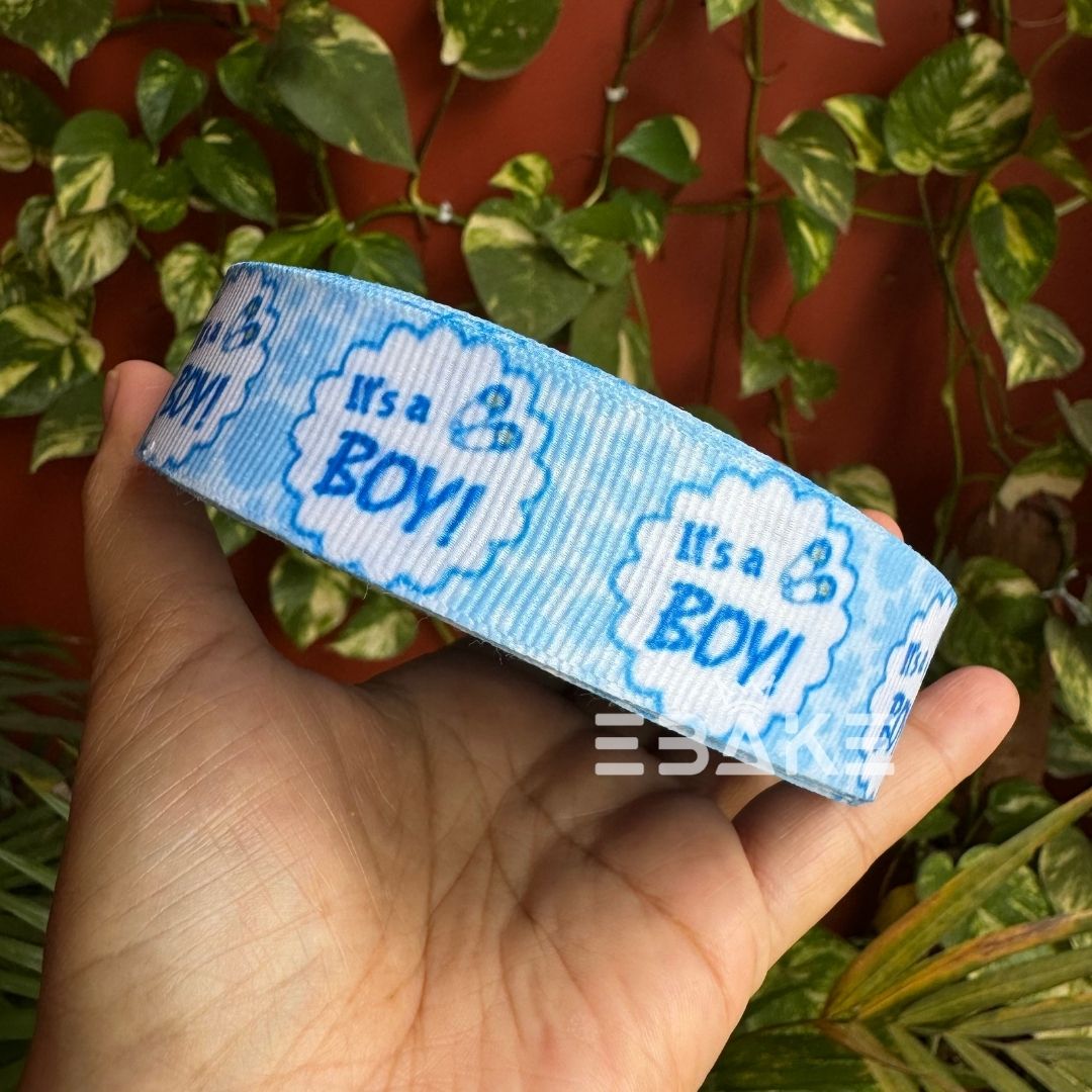 It's a Boy Printed Blue Grosgrain Ribbon