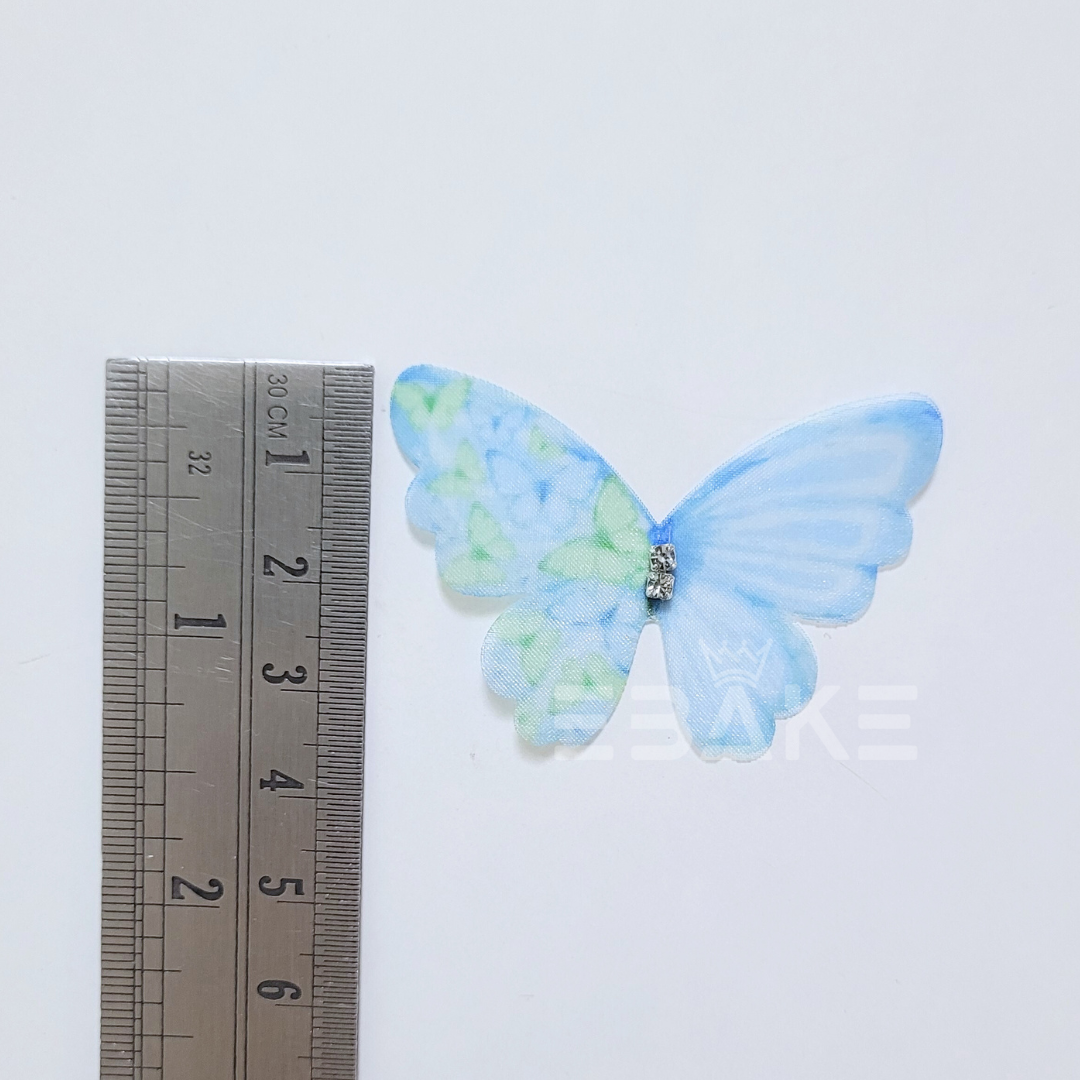 Double Layer Fabric Butterflies - Blue (Set of 5 Pieces)