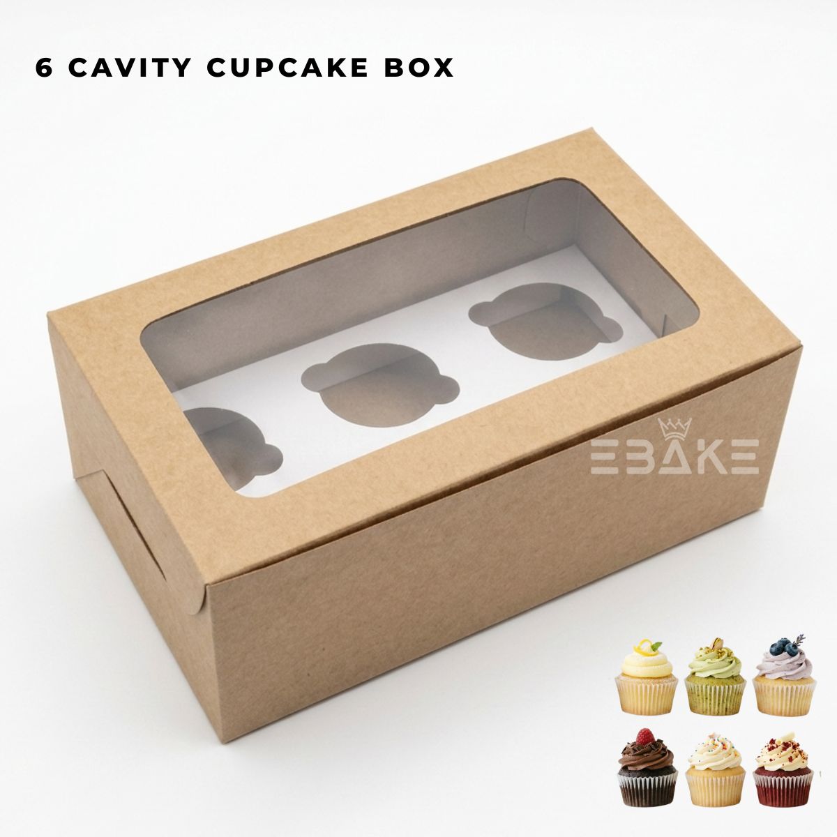 6 Piece Cupcake Box With Cavity