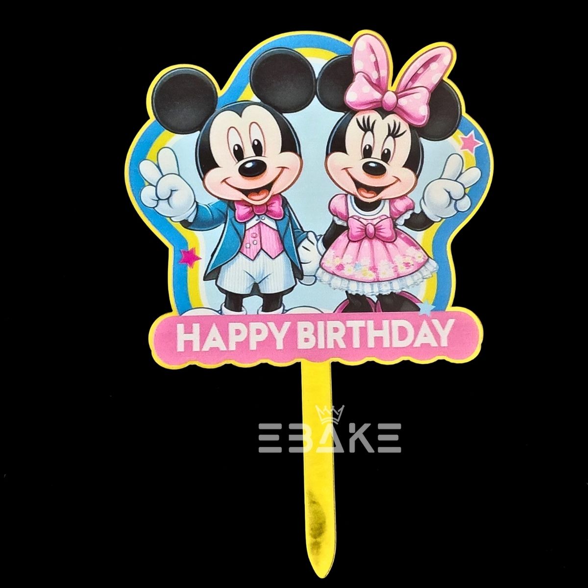 Mickey and Minnie Printed Acrylic Cake Topper