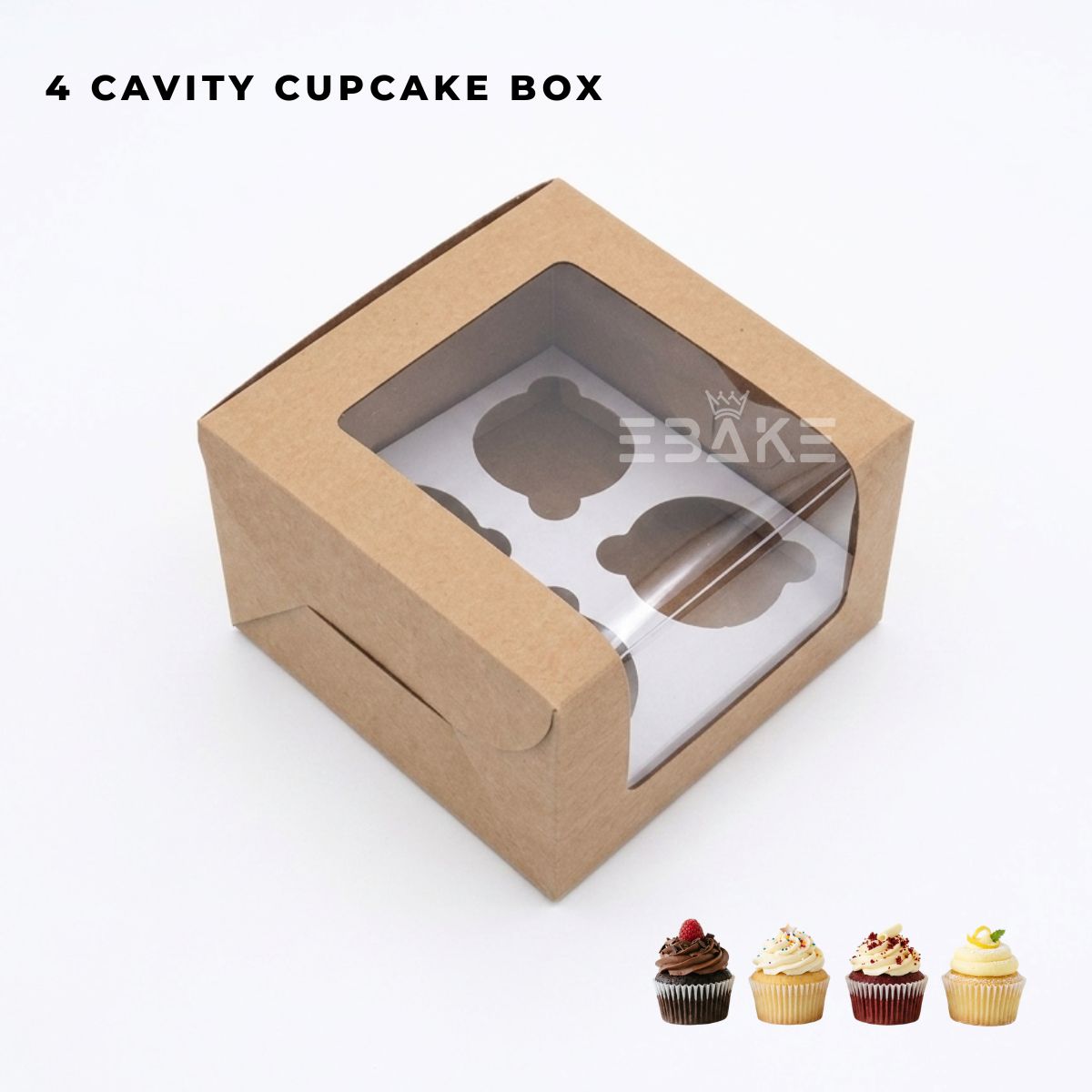 4 Piece Cupcake Box With Cavity