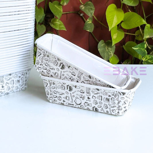 Bake n Serve Printed Plum Cake, Loaf Cake Mould (Set of 5 Pieces) White